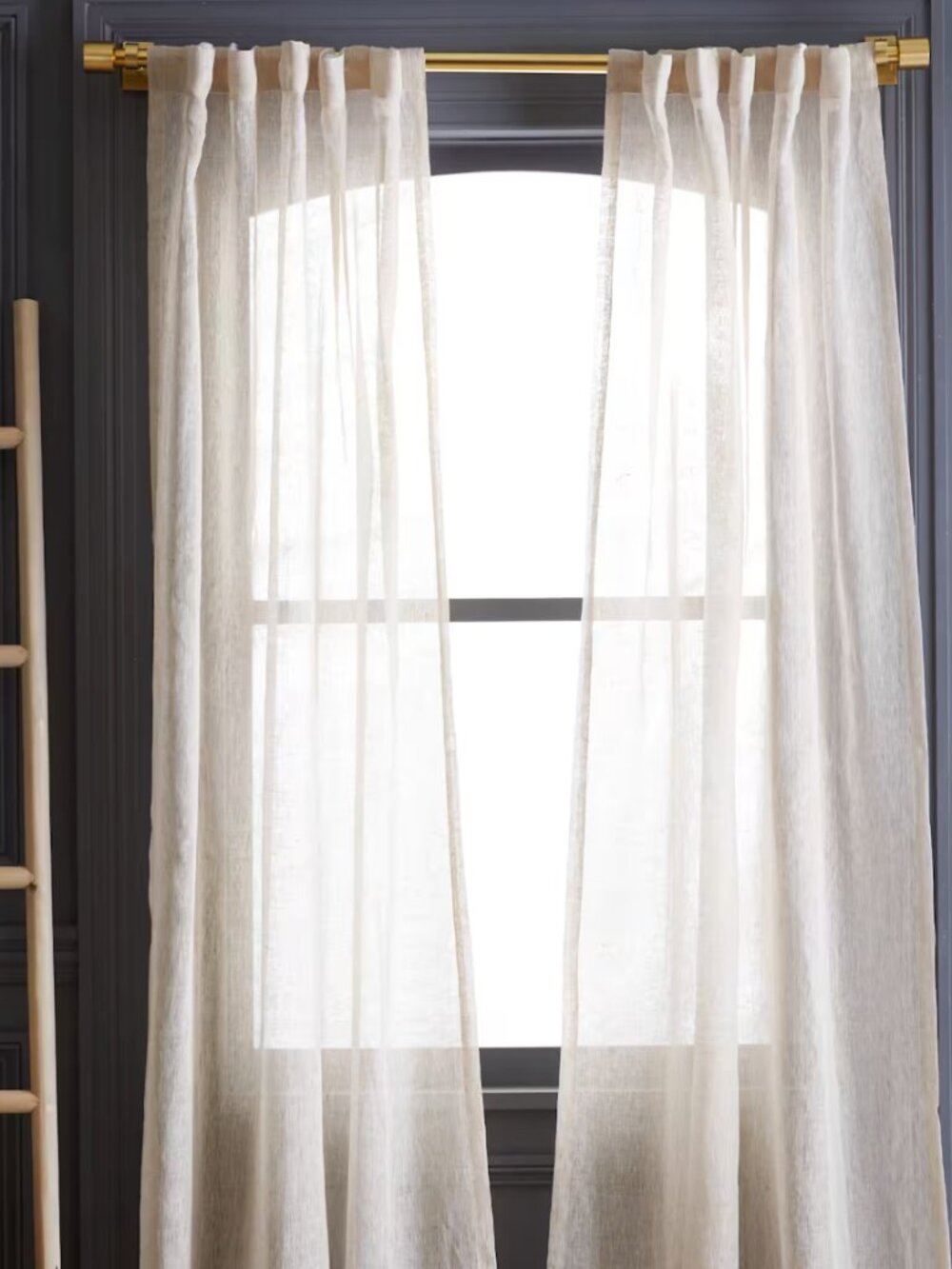 Quince Set of 2 European Linen Sheer Curtains Flax 48 x 108 NWOT, Two Panels
